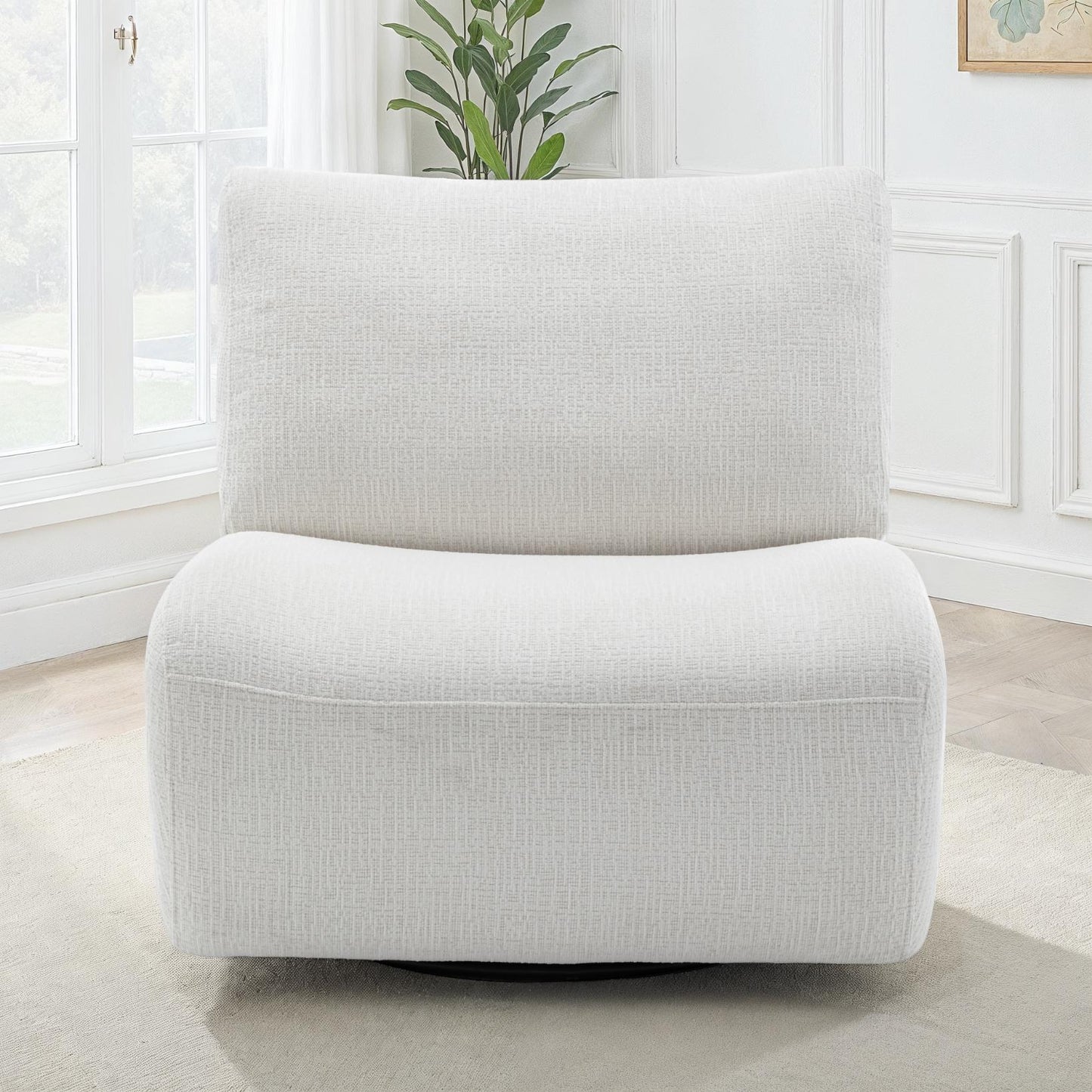 Fauteuil pivotant en tissu anti tache, 81x94xH82CM - CHARLIE