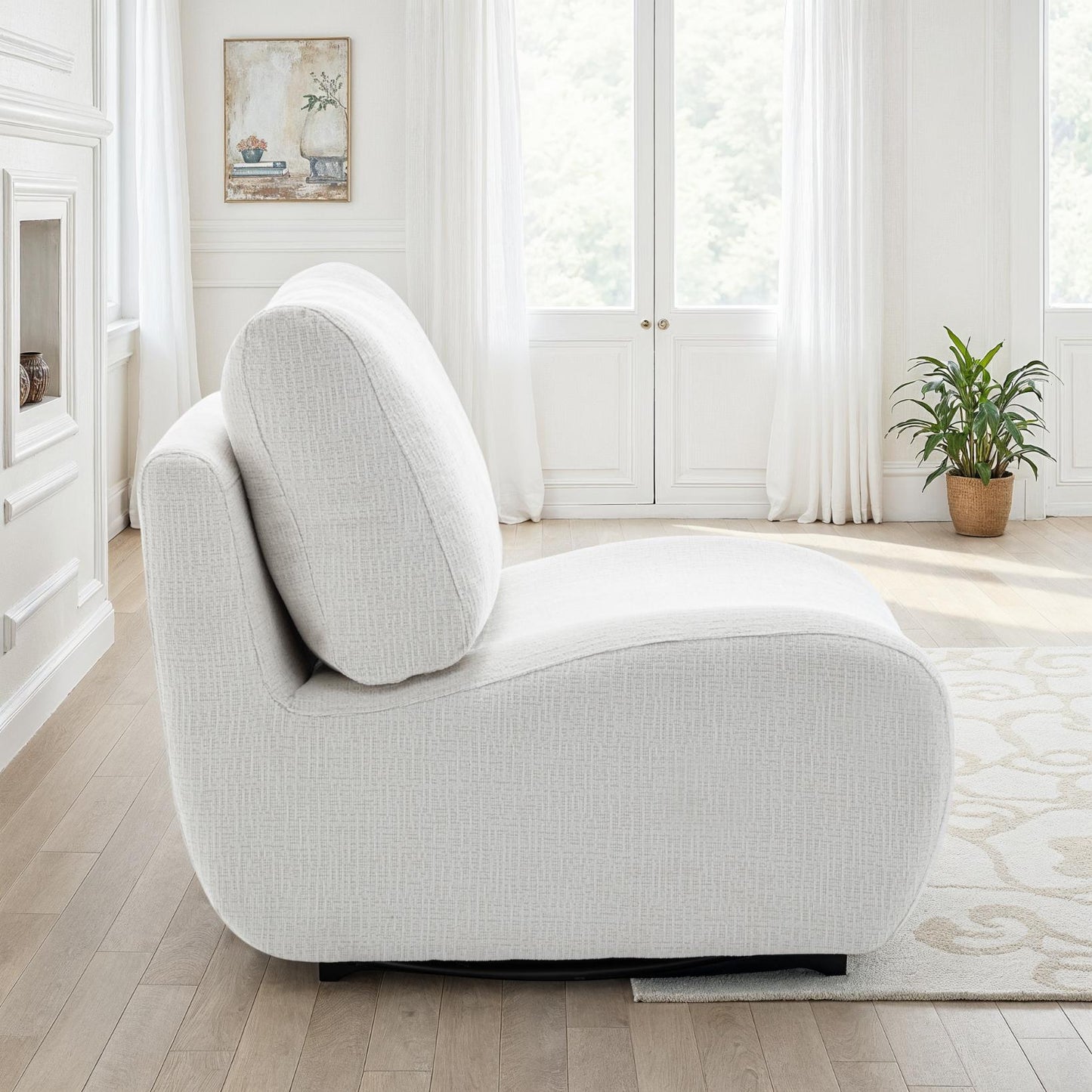 Fauteuil pivotant en tissu anti tache, 81x94xH82CM - CHARLIE