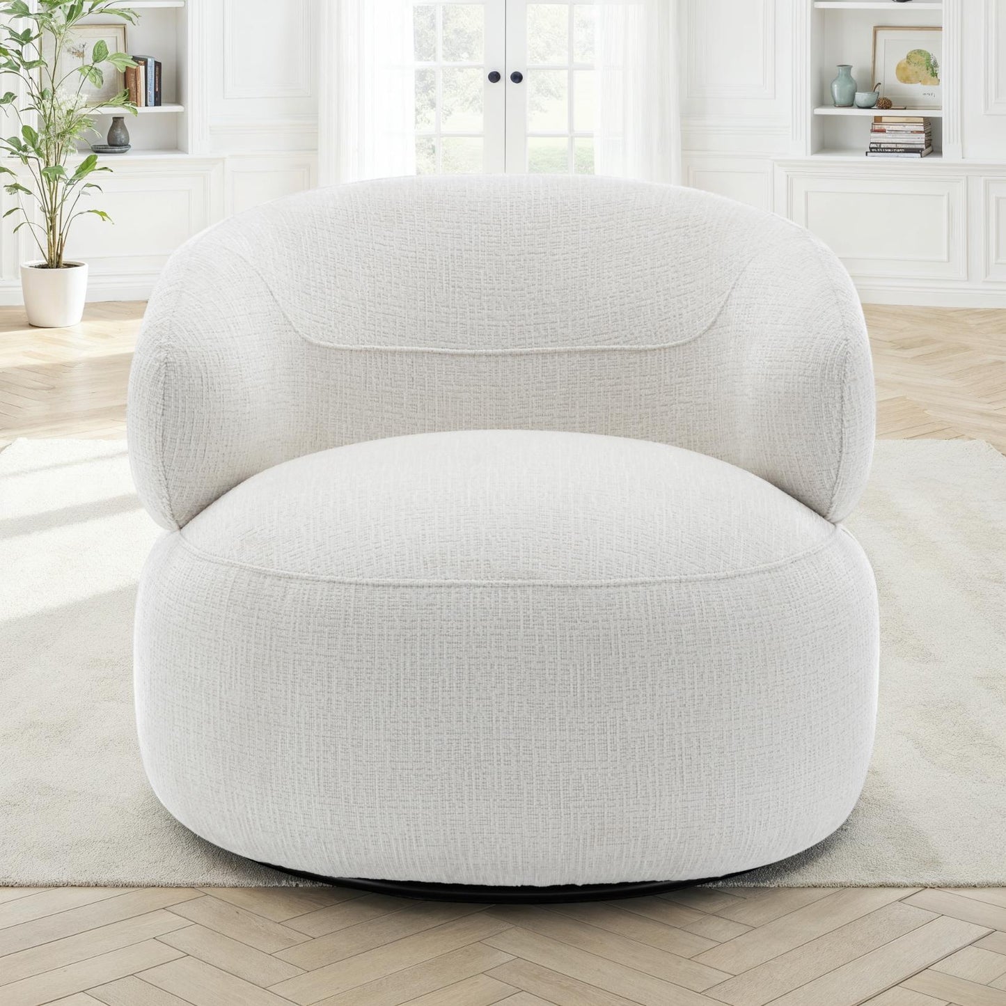 Fauteuil pivotant en tissu anti tache, 82x85xH75CM - ORLANE