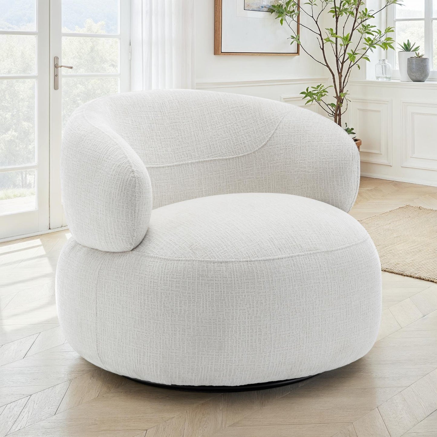 Fauteuil pivotant en tissu anti tache, 82x85xH75CM - ORLANE