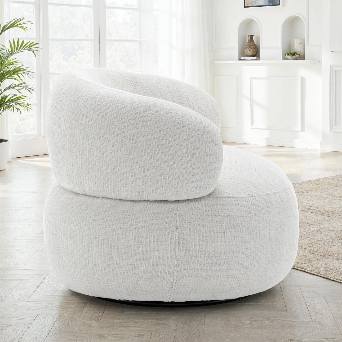 Fauteuil pivotant en tissu anti tache, 82x85xH75CM - ORLANE