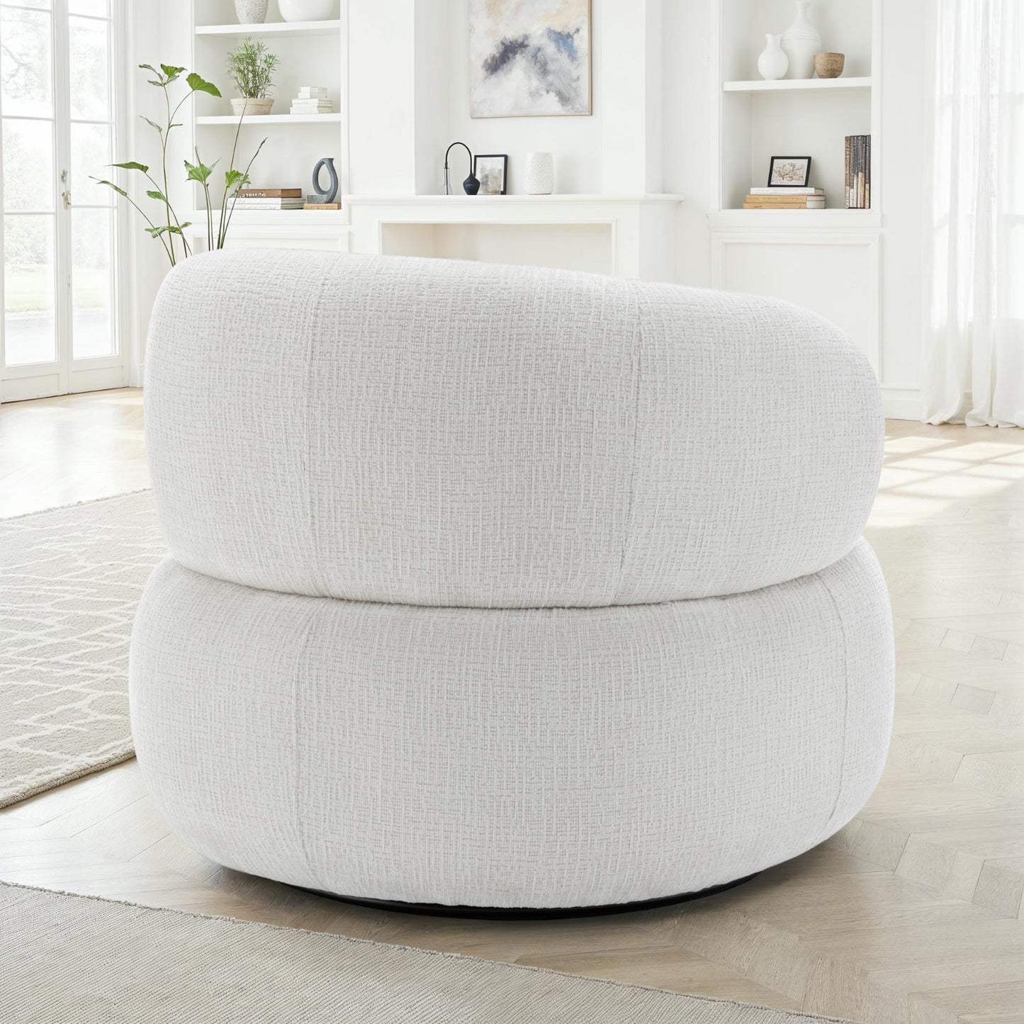 Fauteuil pivotant en tissu anti tache, 82x85xH75CM - ORLANE