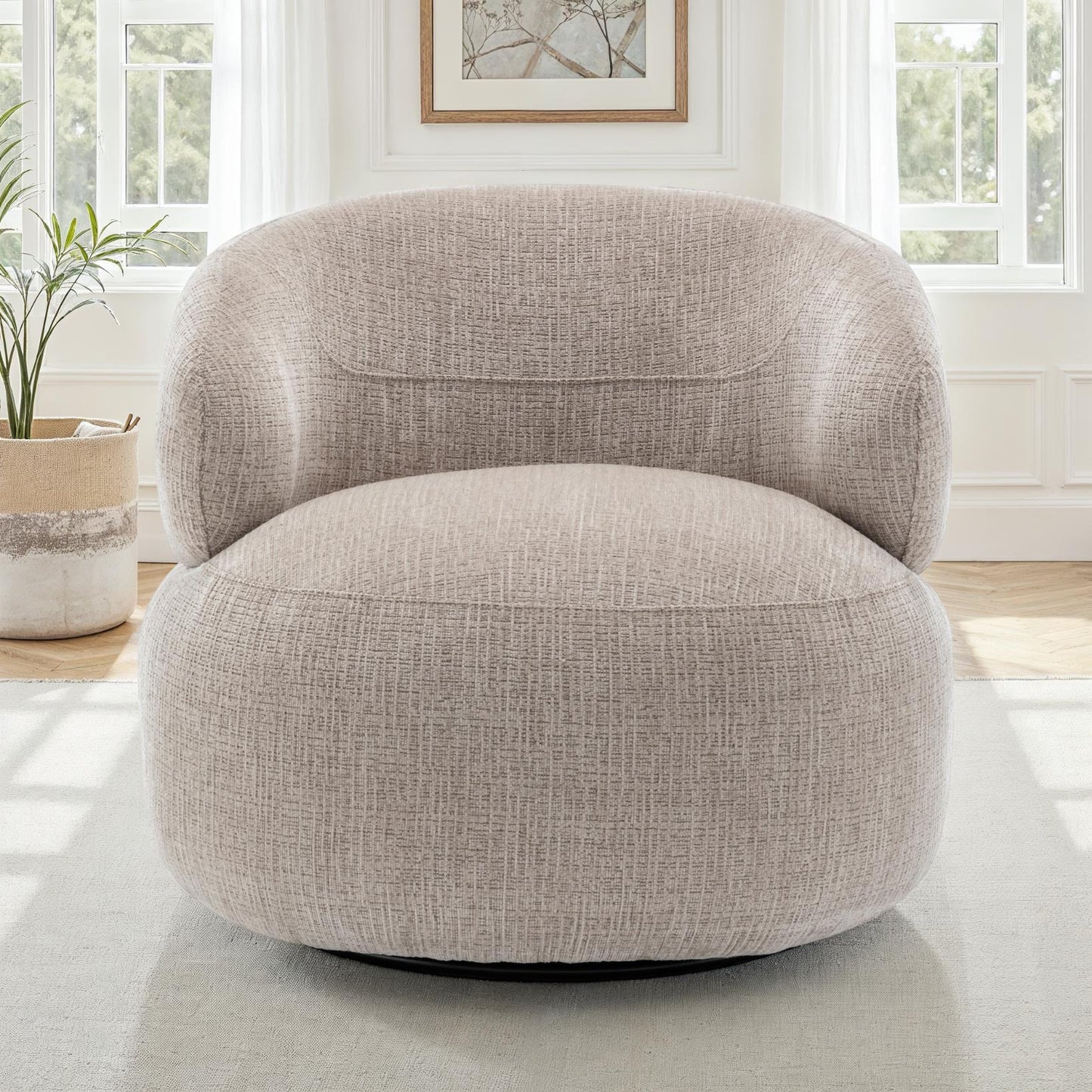 Fauteuil pivotant en tissu anti tache, 82x85xH75CM - ORLANE