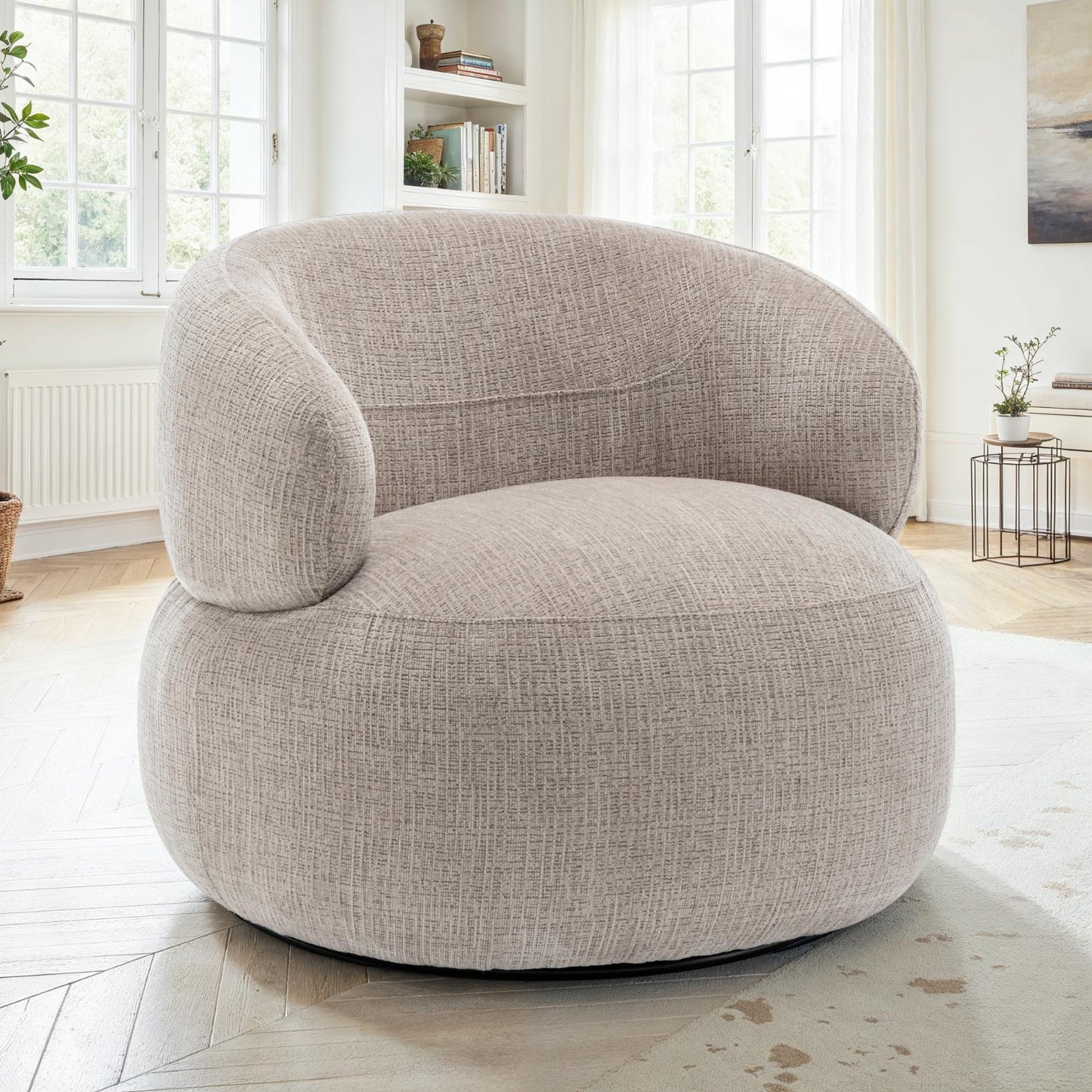 Fauteuil pivotant en tissu anti tache, 82x85xH75CM - ORLANE