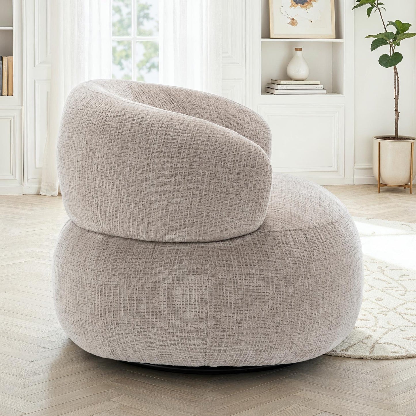 Fauteuil pivotant en tissu anti tache, 82x85xH75CM - ORLANE