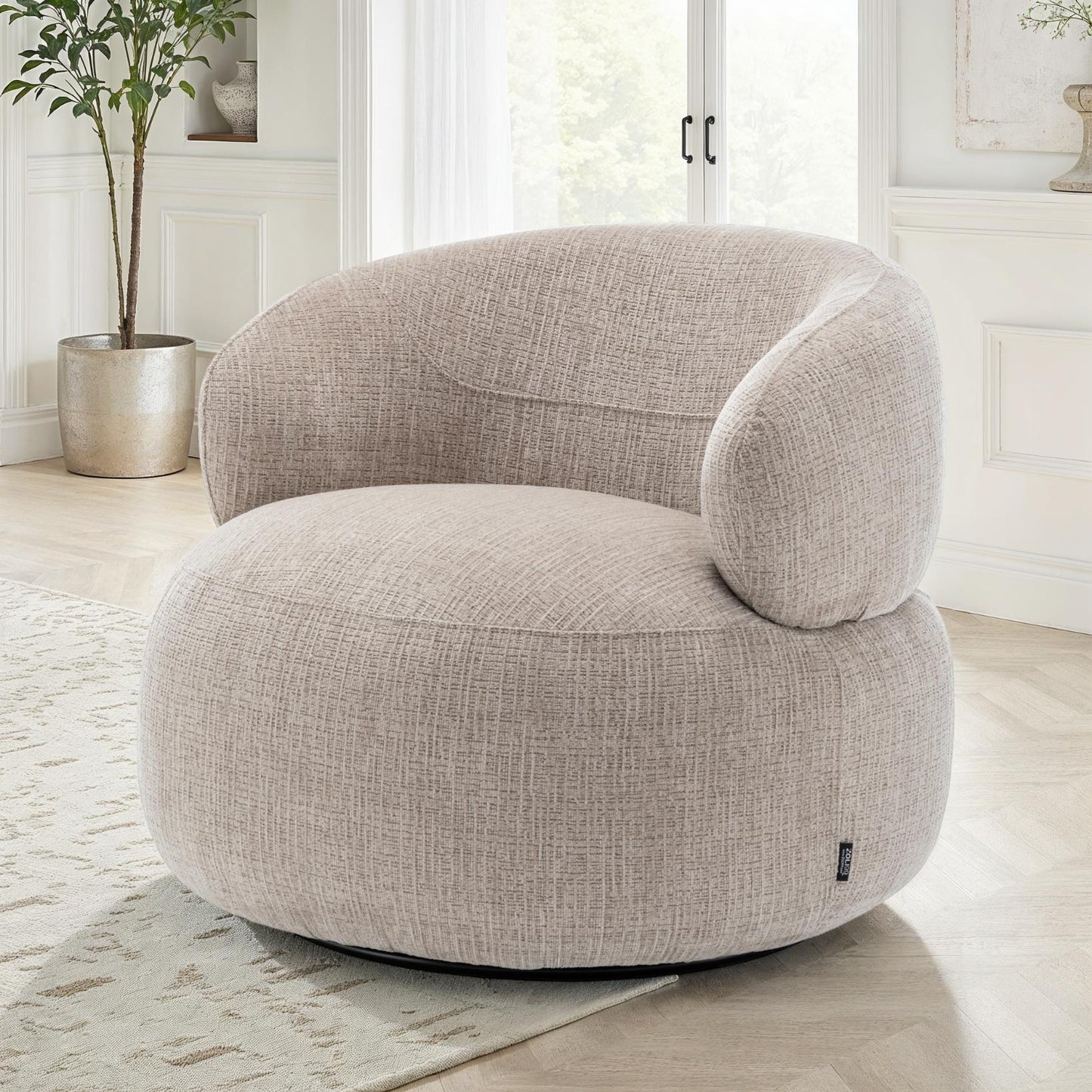 Fauteuil pivotant en tissu anti tache, 82x85xH75CM - ORLANE