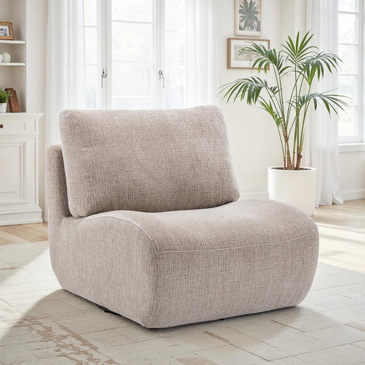 Fauteuil pivotant en tissu anti tache, 81x94xH82CM - CHARLIE