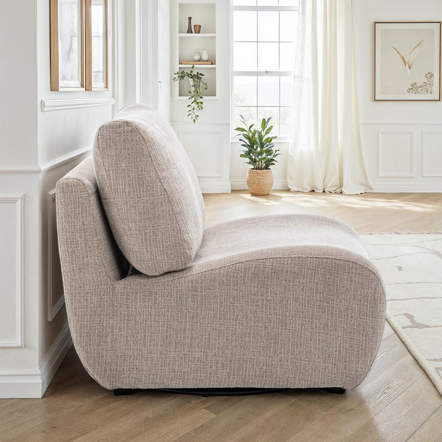 Fauteuil pivotant en tissu anti tache, 81x94xH82CM - CHARLIE