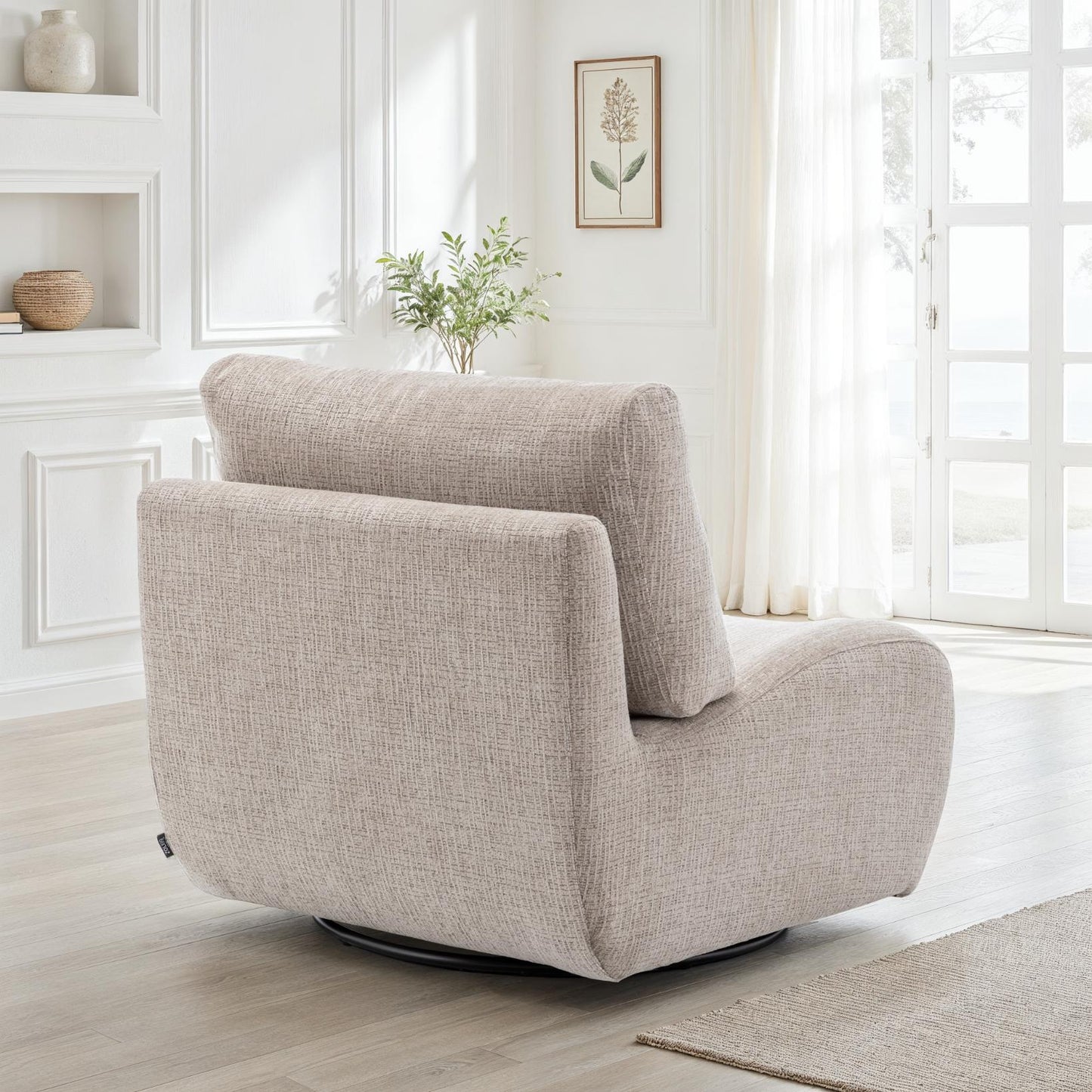 Fauteuil pivotant en tissu anti tache, 81x94xH82CM - CHARLIE