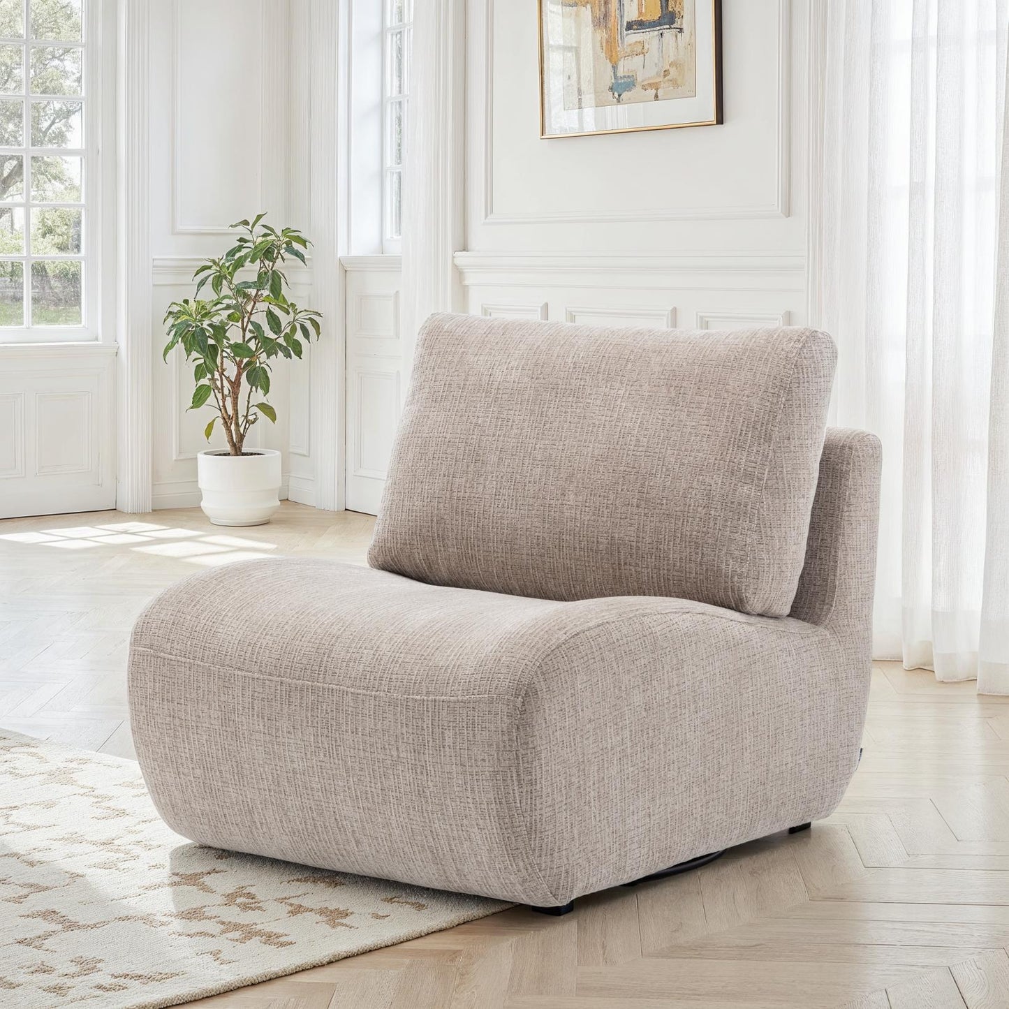 Fauteuil pivotant en tissu anti tache, 81x94xH82CM - CHARLIE