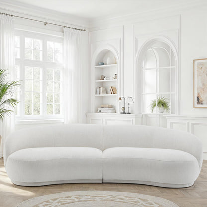 Canapé angle arrondi en tissu anti tache, 266x117xH73CM - JADE