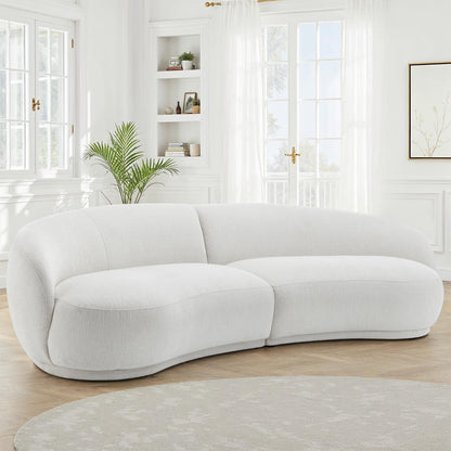 Canapé angle arrondi en tissu anti tache, 266x117xH73CM - JADE