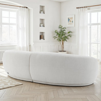 Canapé angle arrondi en tissu anti tache, 266x117xH73CM - JADE