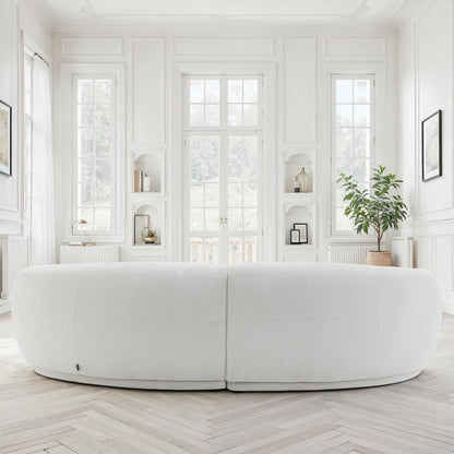 Canapé angle arrondi en tissu anti tache, 266x117xH73CM - JADE