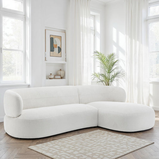 Canapé d'angle en tissu anti tache, 260x163xH77CM - LIAM