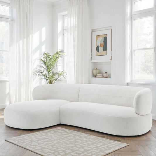 Canapé d'angle en tissu anti tache, 260x163xH77CM - LIAM