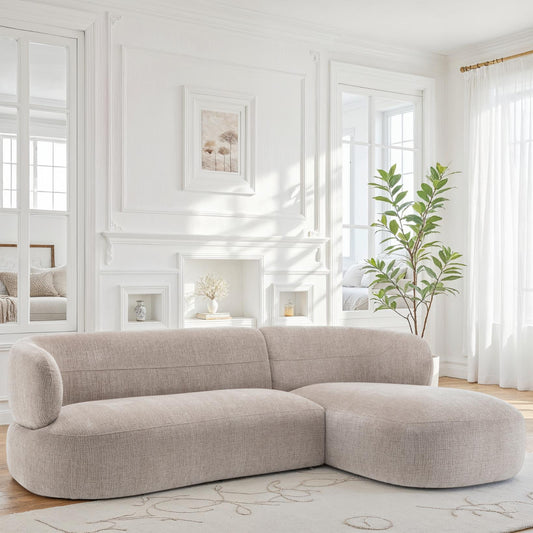 Canapé d'angle en tissu anti tache, 260x163xH77CM - LIAM