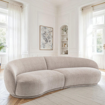 Canapé angle arrondi en tissu anti tache, 266x117xH73CM - JADE