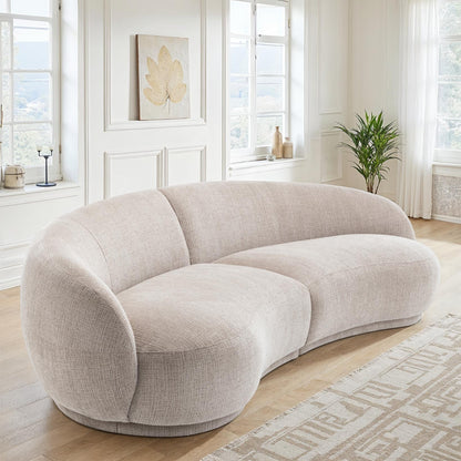 Canapé angle arrondi en tissu anti tache, 266x117xH73CM - JADE