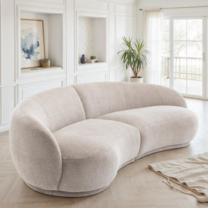 Canapé angle arrondi en tissu anti tache, 266x117xH73CM - JADE