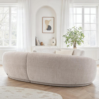 Canapé angle arrondi en tissu anti tache, 266x117xH73CM - JADE