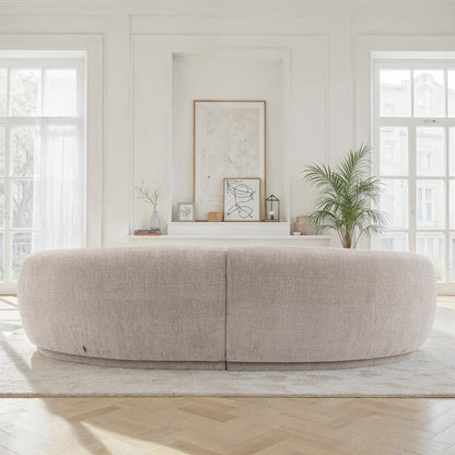 Canapé angle arrondi en tissu anti tache, 266x117xH73CM - JADE