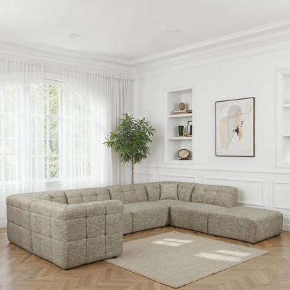 Canapé d'angle / pouf en tissu anti tache - MIRO
