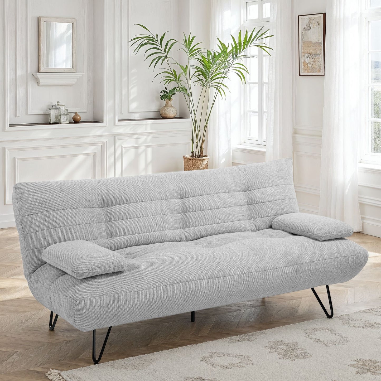 Canapé lit clic-clac convertible en tissu anti tache, 191x86xH85CM - LEONORE