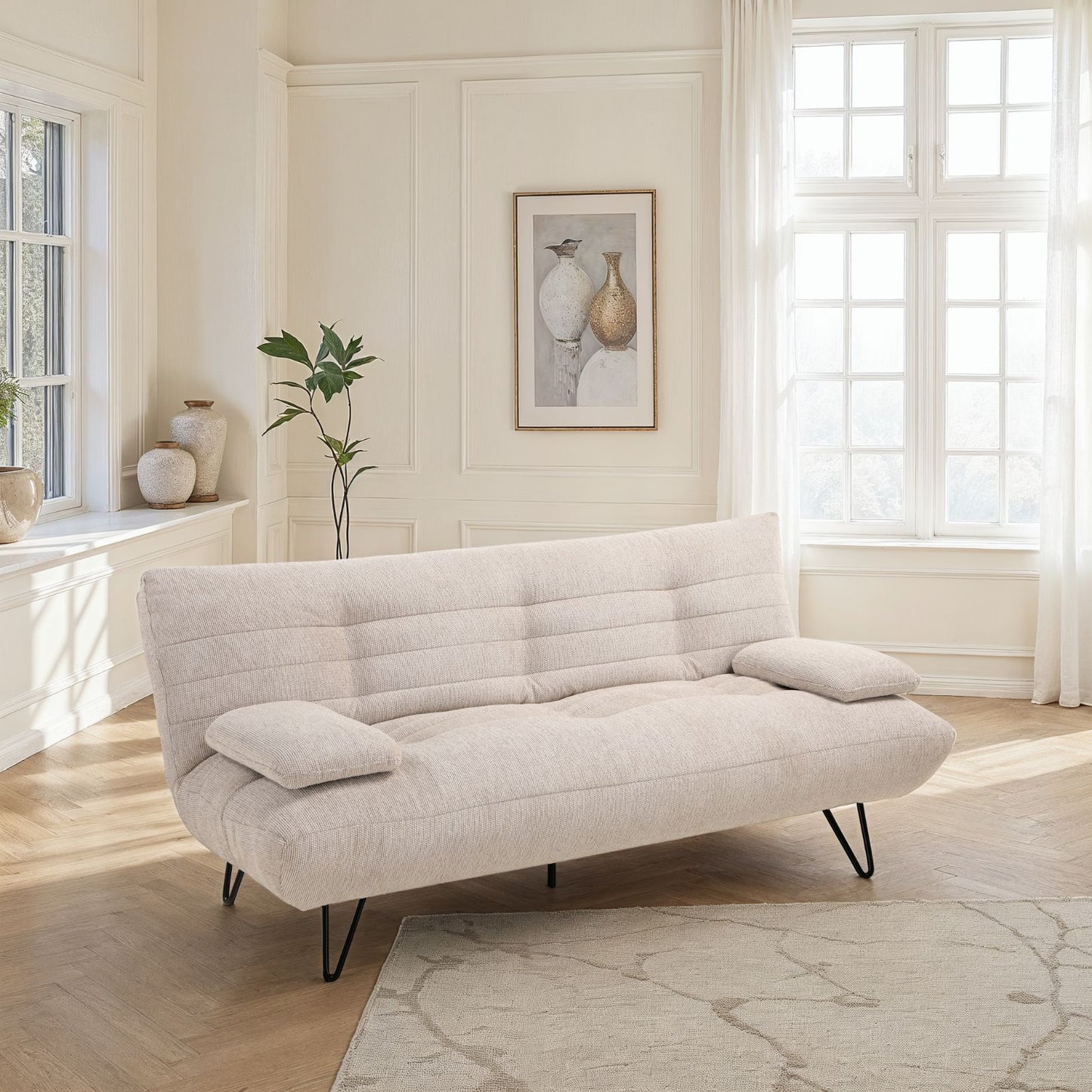 Canapé lit clic-clac convertible en tissu anti tache, 191x86xH85CM - LEONORE