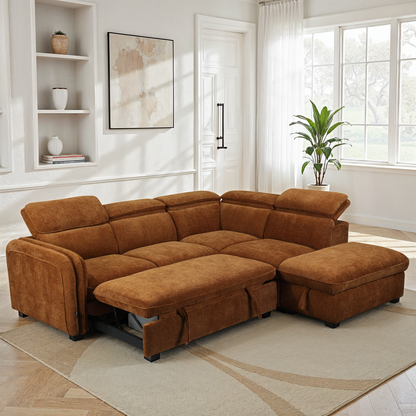 Canapé d'angle en tissu anti tache, 257x231xH81CM - YAEL