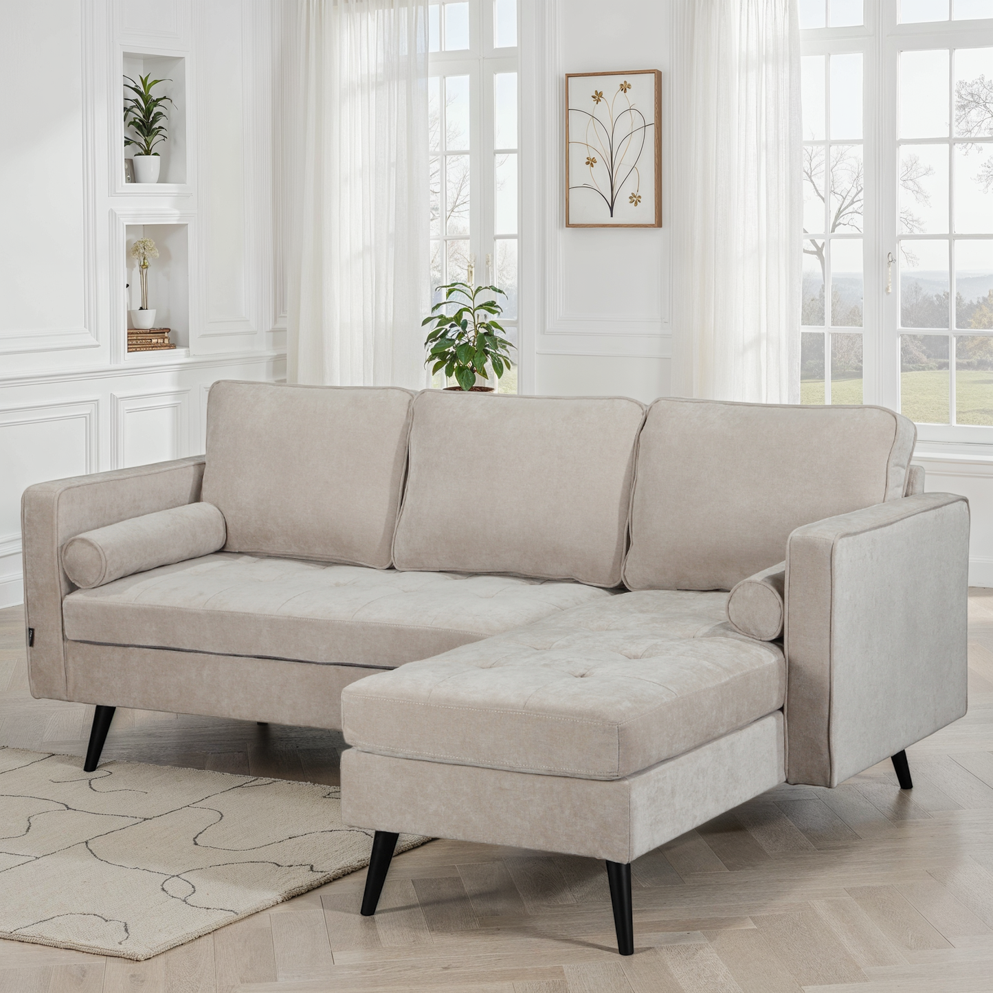 Canapé d'angle en tissu anti tache, 210x149xH91CM - SASHA