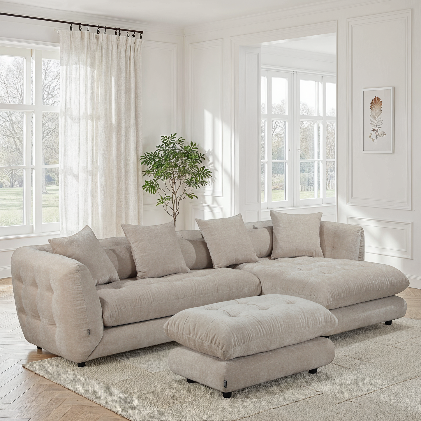 Canapé d'angle en tissu anti tache, 280x165xH75CM - MARTINA