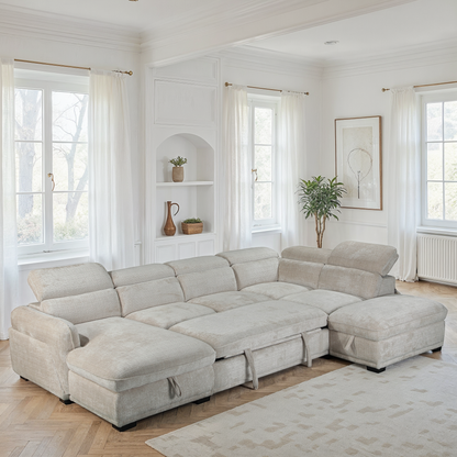 Canapé d'angle convertible en tissu avec coffre rangement, H79/98CM - VENICE