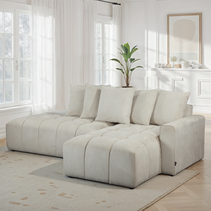 Canapé d'angle en tissu anti tache, 270x162xH97CM - MAGEVE