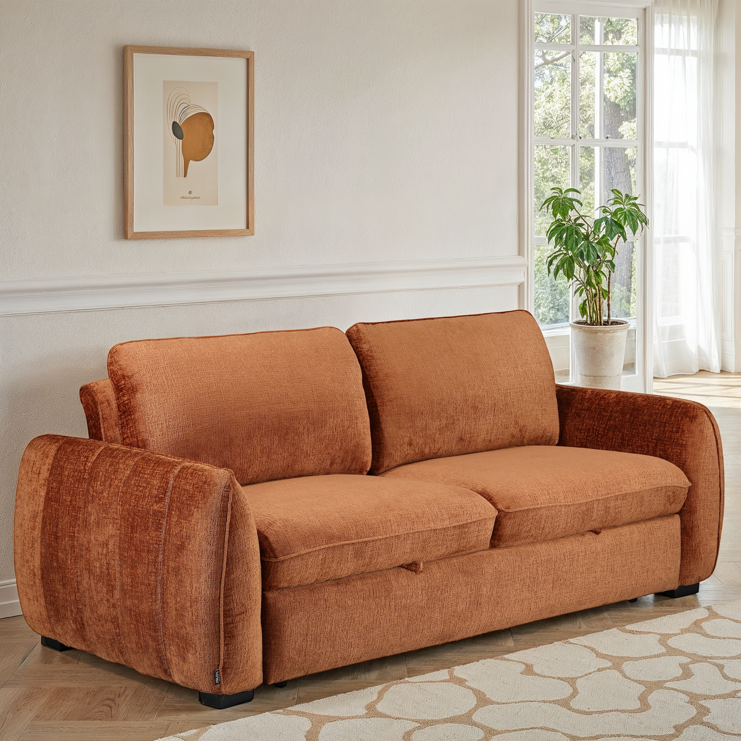 Canapé lit clic-clac convertible en tissu anti tache, 215x96xH90CM - LEON