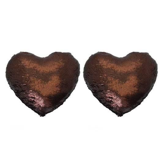 Lot de 2 MERMAID coussins coeur pailletés 30x34