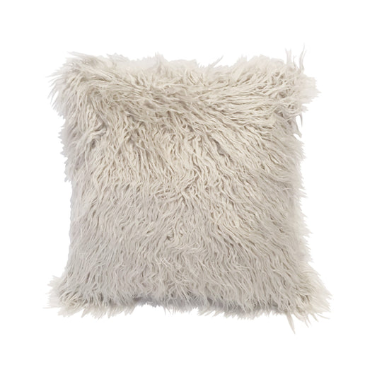 Coussin fourrure uni à poils longs, 45x45CM - SHAGGY