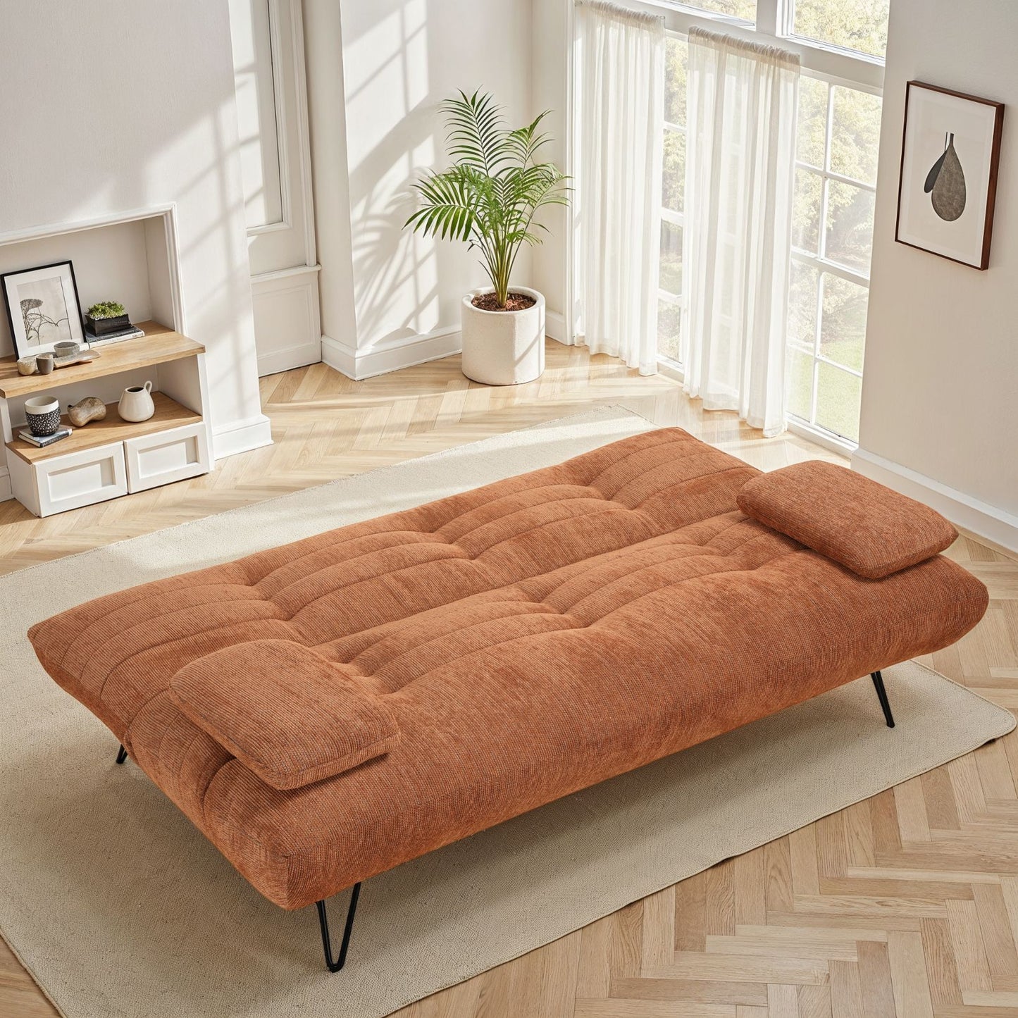 Canapé lit clic-clac convertible en tissu anti tache, 191x86xH85CM - LEONORE