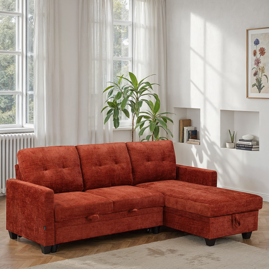 Canapé d'angle convertible en tissu anti tache, 210x154xH90CM - LEANDRO