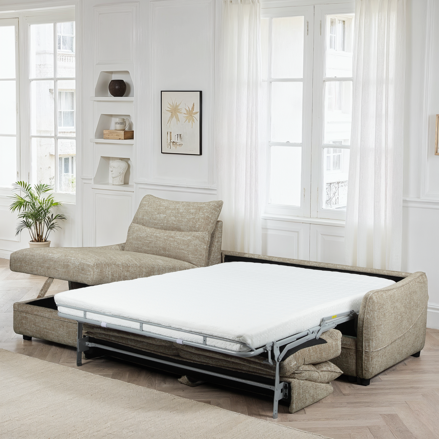 Canapé d'angle en tissu anti tache convertible, 272x164xH100CM - MARKO