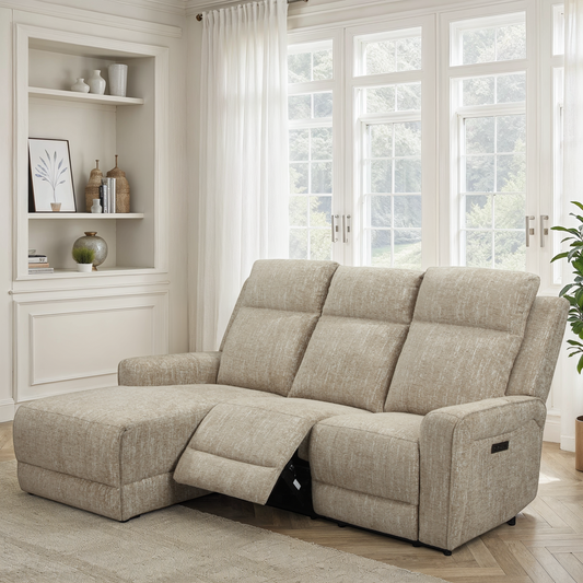 Canapé d'angle en tissu anti tache, 195x157xH105CM - ASTONI