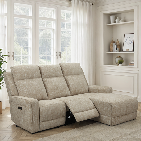 Canapé d'angle en tissu anti tache, 195x157xH105CM - ASTONI