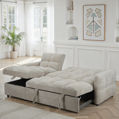 Canapé d'angle convertible en tissu anti tache, 227x144xH89CM - FLINT