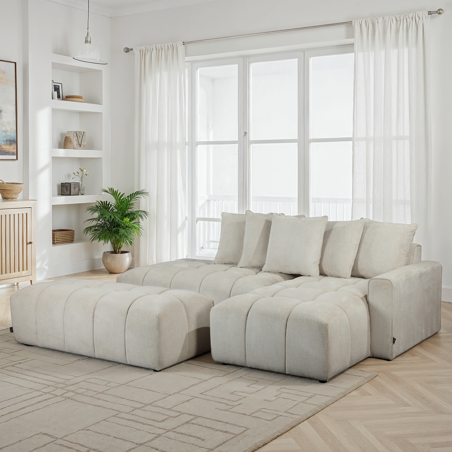 Canapé d'angle en tissu anti tache, 270x162xH97CM - MAGEVE