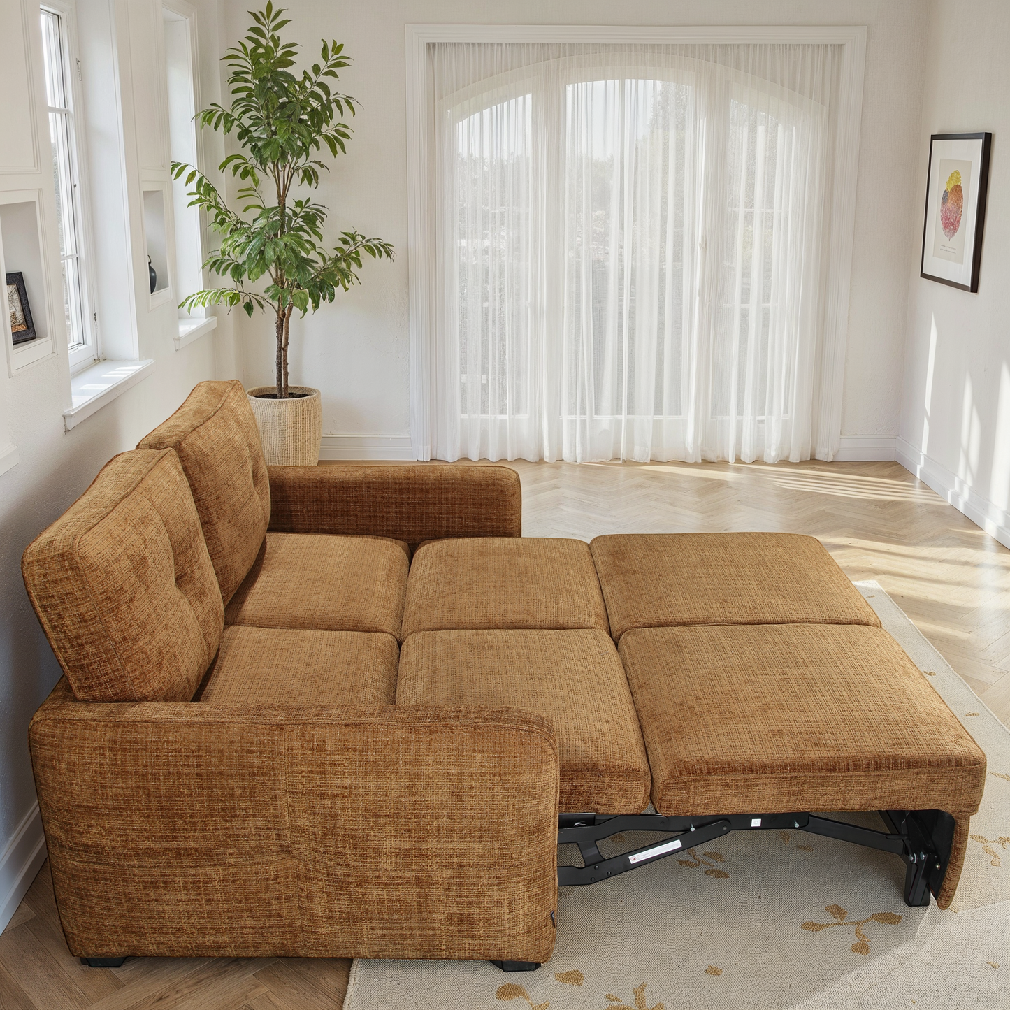 Canapé lit clic-clac convertible en tissu anti tache, 171x105xH95CM - GIANNA
