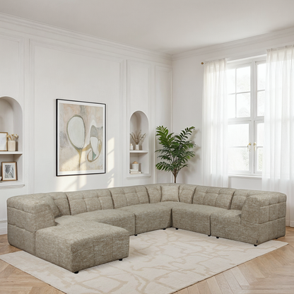 Canapé d'angle / pouf en tissu anti tache - MIRO