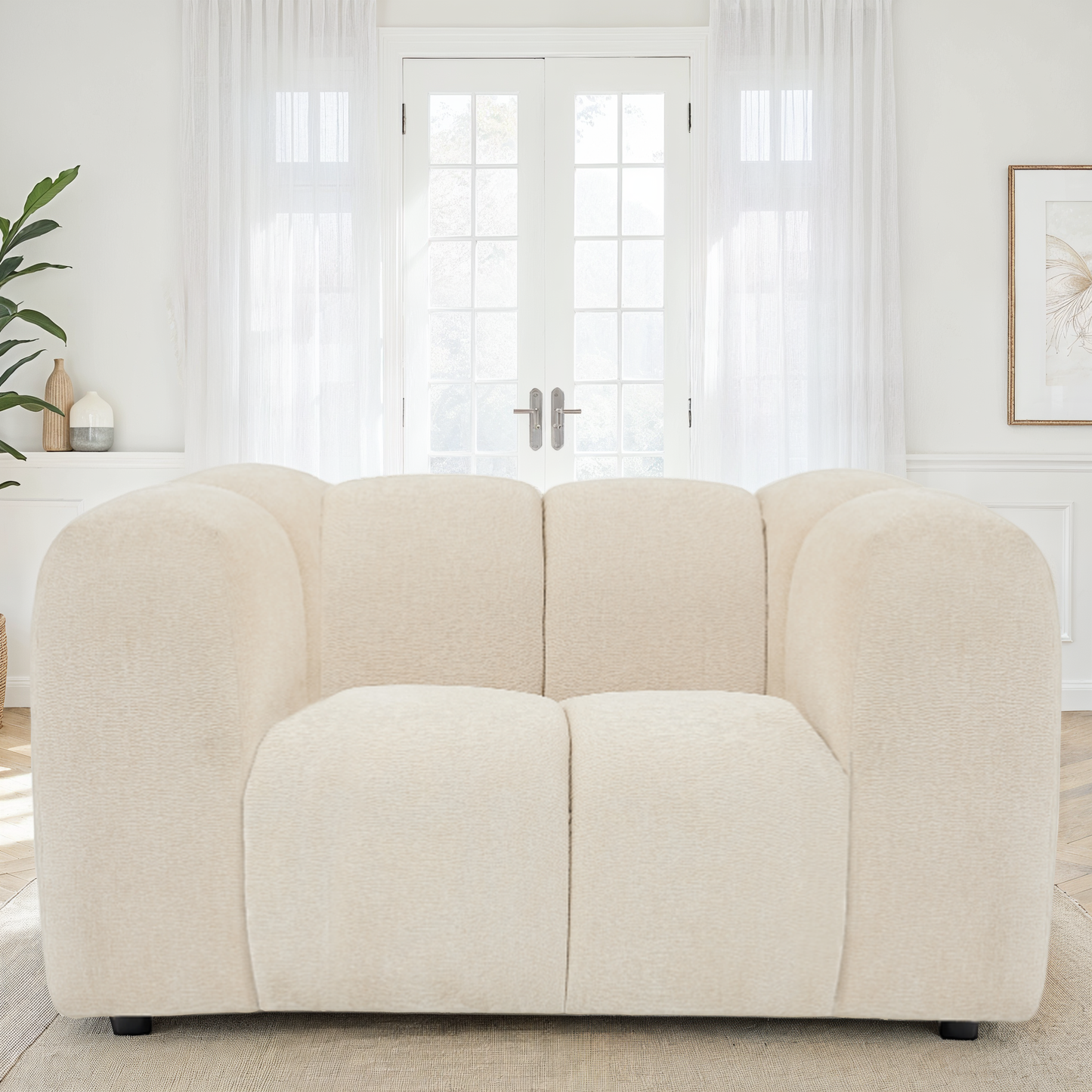 Canapé 3 places / fauteuil en tissu anti tache - BIANCA