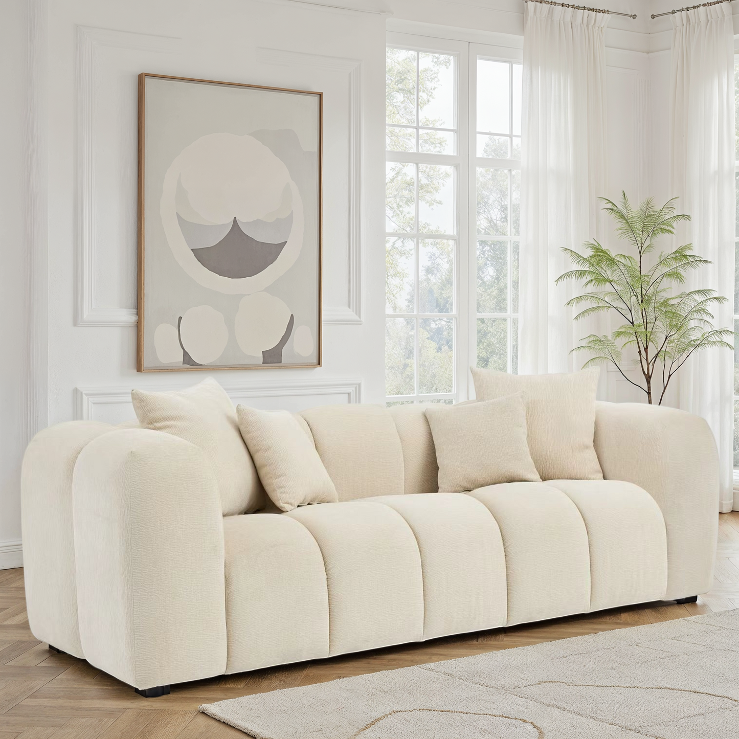 Canapé 3 places / fauteuil en tissu anti tache - BIANCA