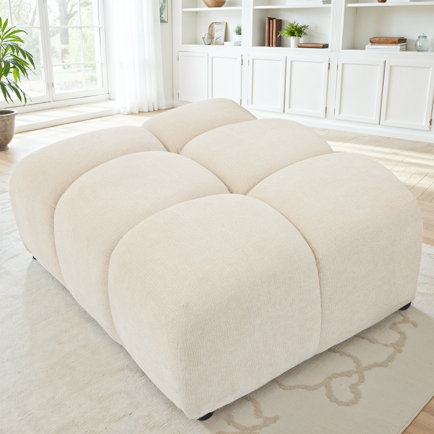 Pouf en tissu anti tache, 97x78xH45CM - BIANCA