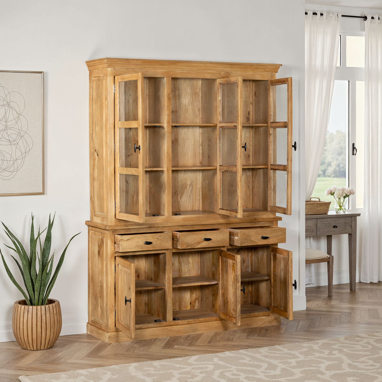 Vaisselier en bois de manguier, H220CM - ORLANE
